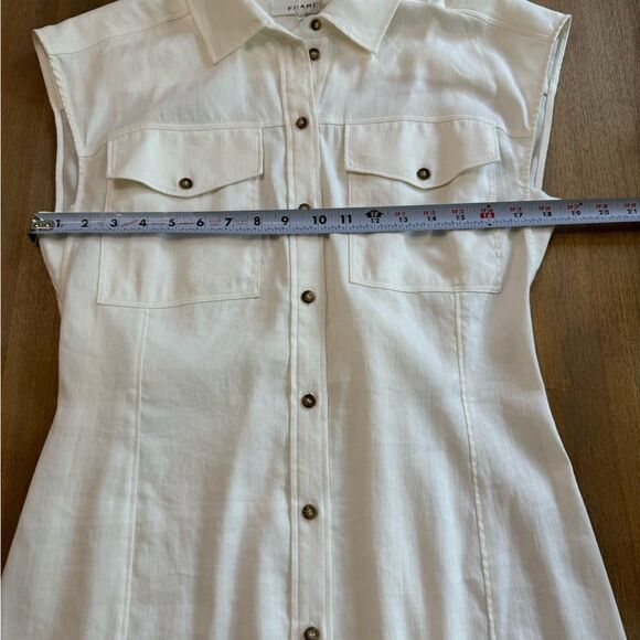 Frame Arie Stretch Linen Button Down Shirt Dress White Medium - Picture 6 of 15